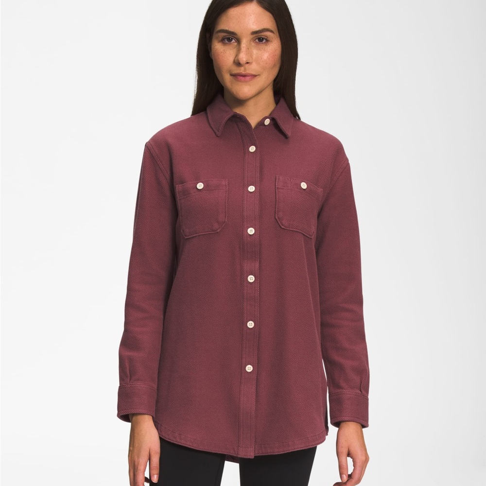 The North Face Women's Valley Twill Flannel Shirt Size XS Oversized Wild Ginger